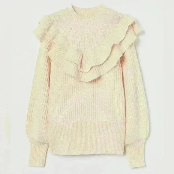 H&M Flounced Rib-Knit Ruffle Sweater - Picture 3 of 11